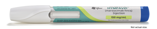 HYMPAVZI™ (marstacimab-hncq) injection pen that is not actual size